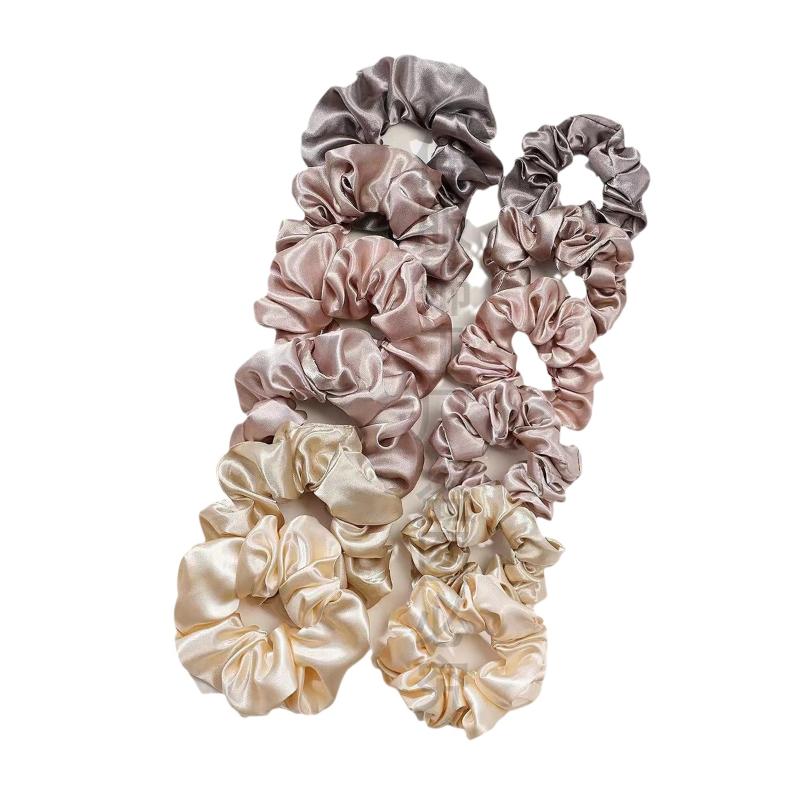 12Pcs Soft Simple Solid Color  - Scrunchie Satin Set review and price