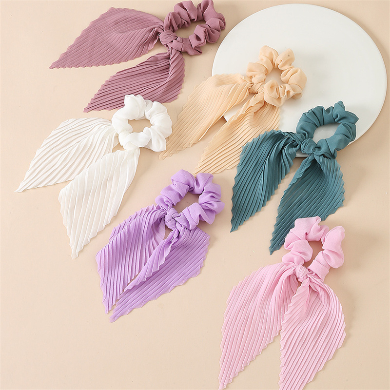 6Pcs/set Pleated Ribbon Scrunc - Scrunchie Satin Set review and price