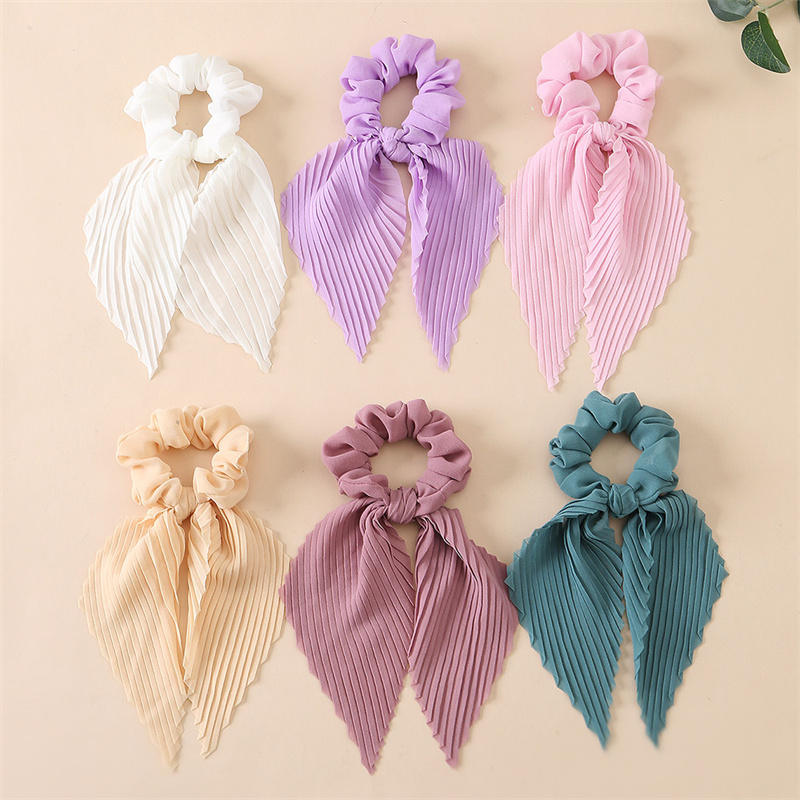 6Pcs/set Pleated Ribbon Scrunc - Scrunchie Satin Set review and price