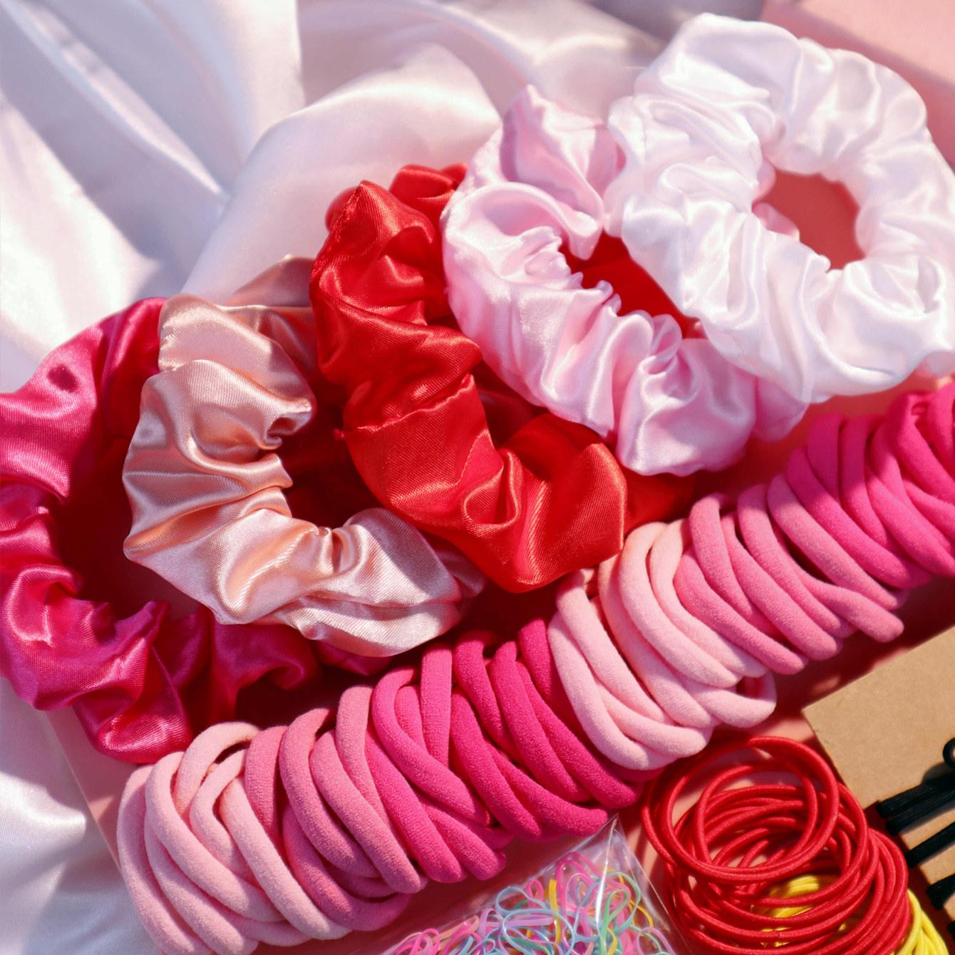 1Set Multicolour Hair Accessor - Scrunchie Satin Set review and price