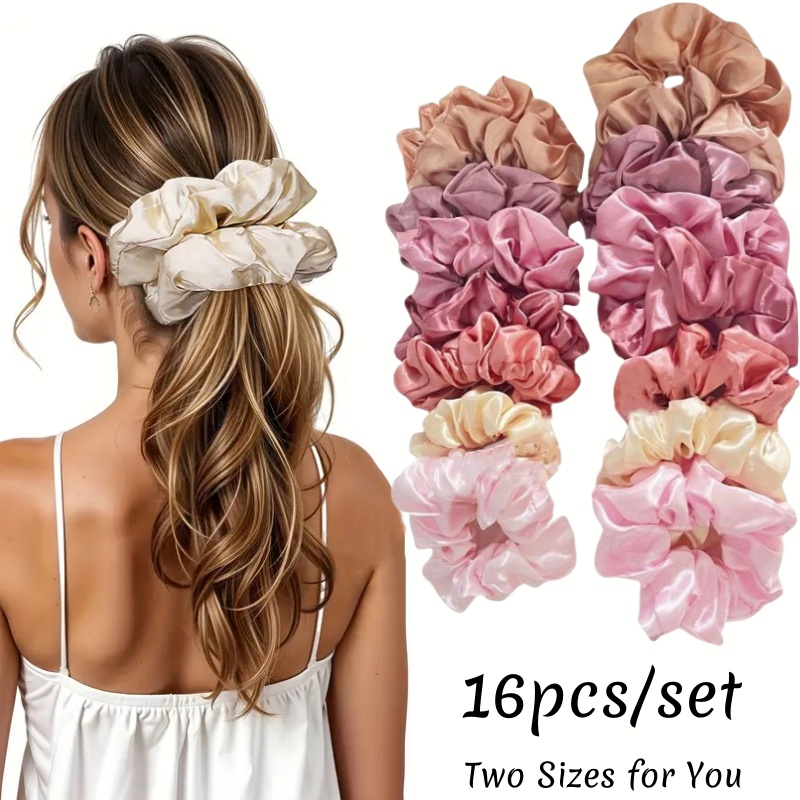 16pcs Soft Satin Scrunchies El - Scrunchie Satin Set review and price
