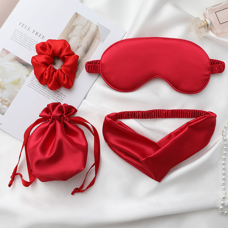 4Pcs Silk Eye Mask Hair Band S - Scrunchie Satin Set review and price