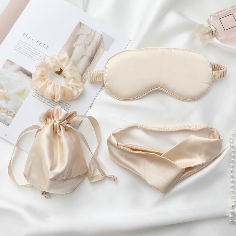4Pcs Silk Eye Mask Hair Band S - Scrunchie Satin Set review and price